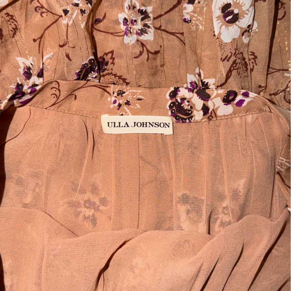 Ulla Johnson Silk floral-printed midi skirt ruffled asymmetrical hem shimmer - Picture 5 of 11